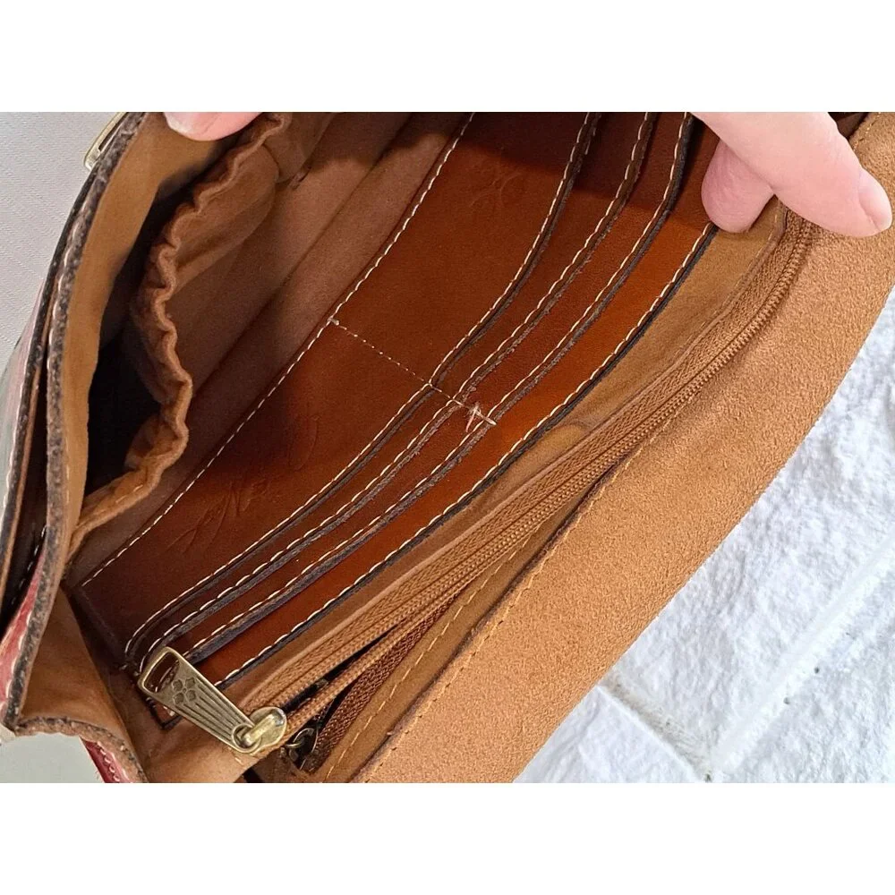 Patricia Nash Floral Leather Wristlet Clutch Bag With Metal Clasp Purse Zip - Picture 8 of 14